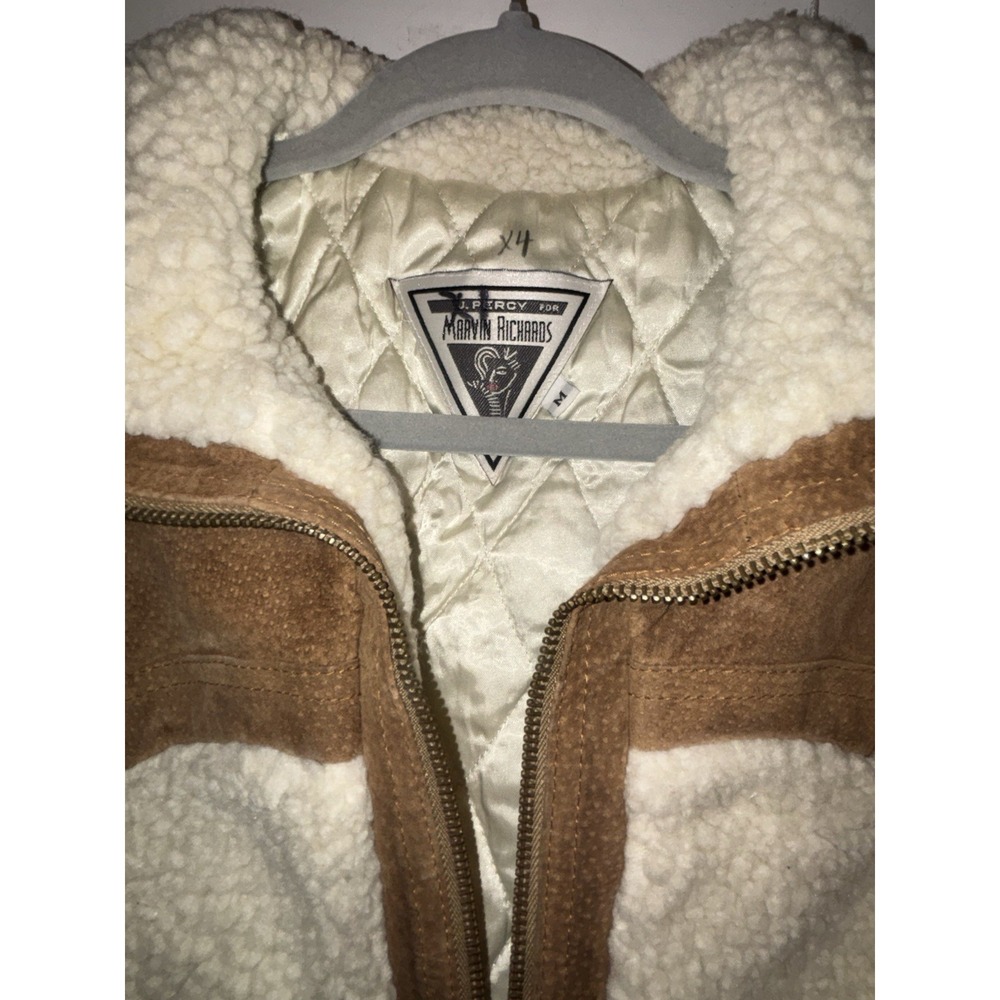 J Percy for Marvin Richards Suede Leather Faux Wool Fleece Jacket‎ Size Med